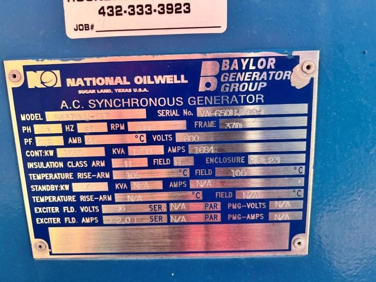 MTU 16V2000 1000 kW Diesel Generator Set with Stamford CC634C Alternator — product image 7 of 8
