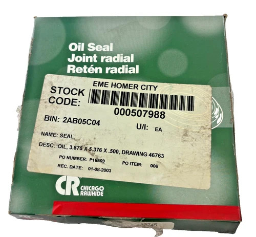 CR Chicago Rawhide 38745 Oil Seal 3.875 x 5.376 x 0.500 Inch Industrial Shaft Seal — product image 2 of 5