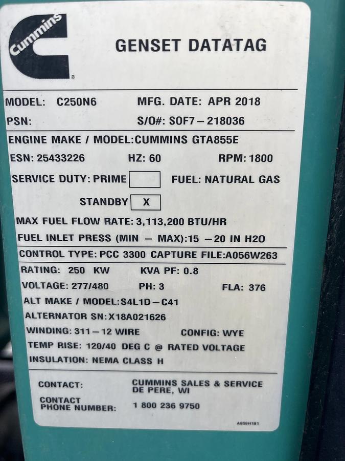 Cummins C1540N6C Natural Gas Generator Set - 1540 kW — product image 2 of 7