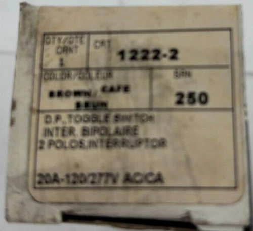 Leviton 1222-2 Double-Pole 20A Toggle Switch — product image 4 of 6