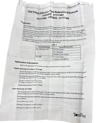 Honeywell Meridian 31117481 Gel-Filled Diffusion Type Reference Electrode — product image 6 of 6