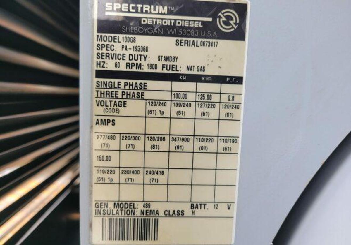 Kohler Model 50 Generator Set with Detroit Diesel 489 Natural Gas Engine — product image 2 of 4
