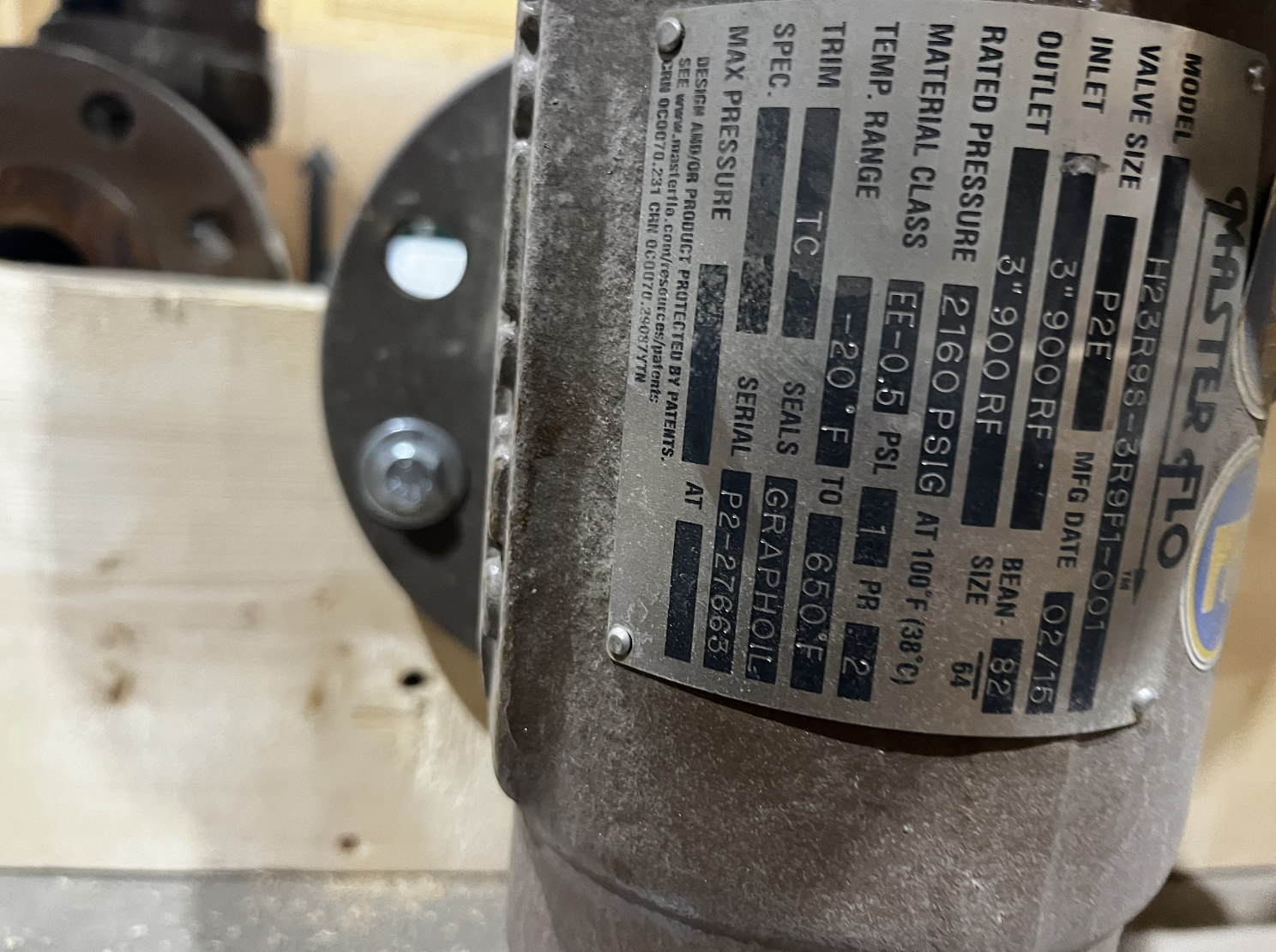 Master Flo H2P2E 3R9S-3R9F1-001 3-Inch Choke Valve