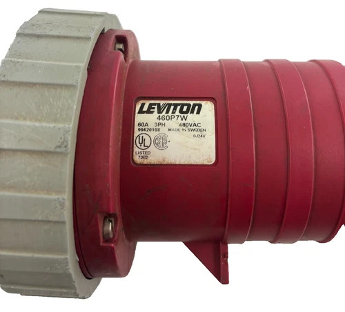 Leviton 460P7W Watertight Pin and Sleeve Plug, 60A, 480VAC, 3 Phase — product image 3 of 6