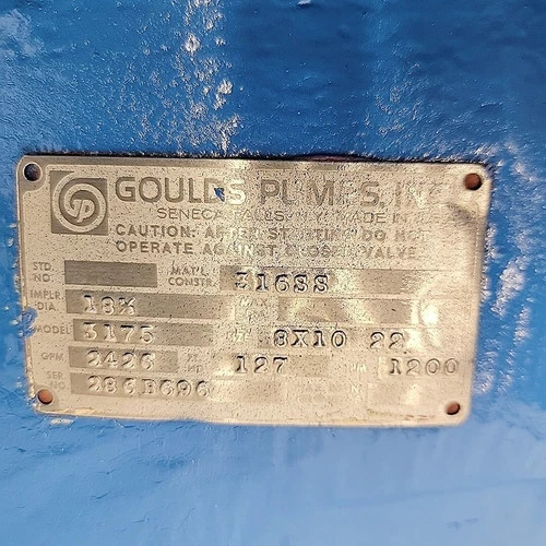 Goulds 3175 8x10-22 Paper Stock Process Pump 316SS — product image 16 of 16