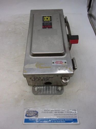 Square D H361DS Heavy Duty Safety Switch, 30A, 600V, 3P, Fusible, NEMA 4/4X/12 Stainless Steel — primary product image