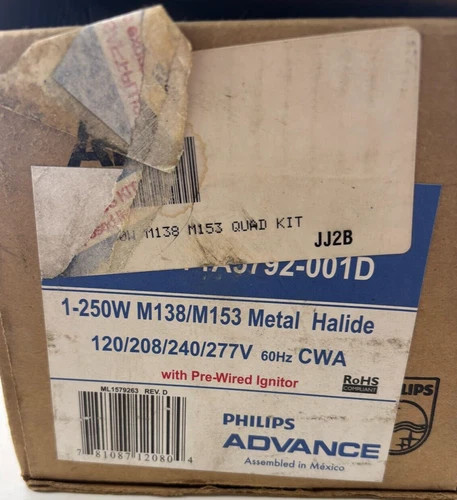 Philips Advance 71A5792001D 250W Metal Halide Ballast Kit