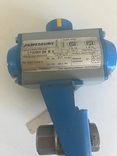 Jamesbury 3/4 Inch Ball Valve 3/4-213600TTAQ with VPVL051 Double Acting Pneumatic Actuator — product image 2 of 7