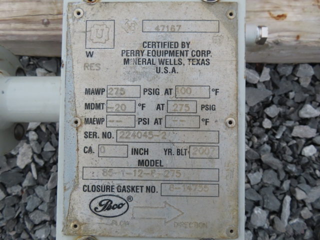 PECO Model 85-1-12-F-275 Horizontal Filter Vessel, 6-5/8 inch x 4 ft 6 in — product image 7 of 12