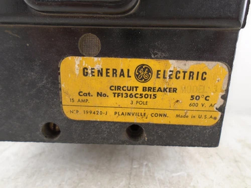 General Electric TF136C5015 3-Pole 15A 600V Molded Case Circuit Breaker — product image 2 of 8