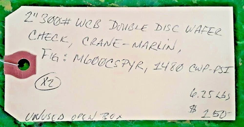 Crane Marlin 2" Double Disc Wafer Check Valve M600CSPYR — product image 5 of 6