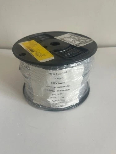 Southwire MTW Flexing 16 AWG Black Copper Stranded Wire, 500 ft Spool