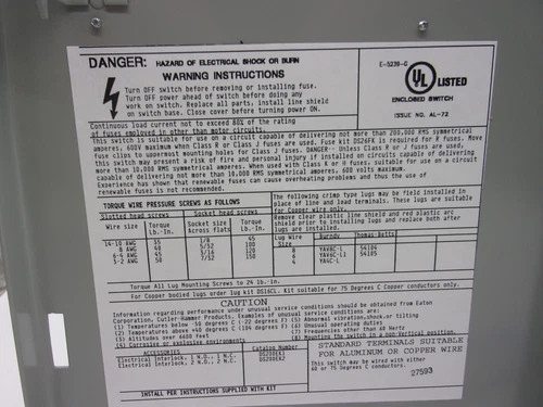 Eaton DH362NGK Heavy Duty Safety Switch 60A 600V — product image 7 of 9