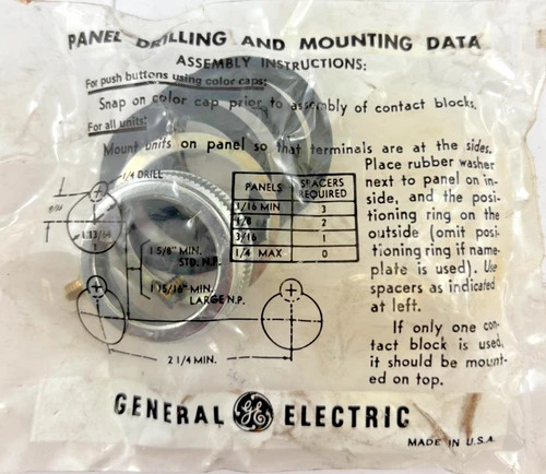 General Electric Push Button Panel Mounting Kit