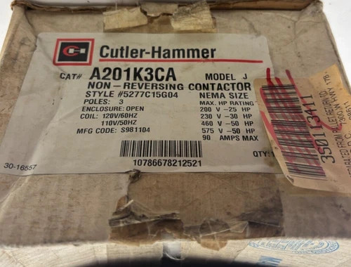 Cutler-Hammer A201K3CA Non-Reversing Contactor — primary product image