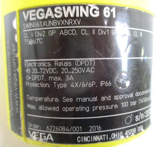 VEGA VEGASWING 61 Vibrating Level Switch SWING61.XUNBVXNRXV — product image 7 of 8