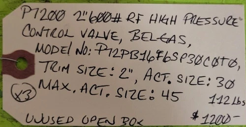 Belgas P712PB916F6SP300C2TO 2-Inch High Pressure Control Valve — product image 6 of 7