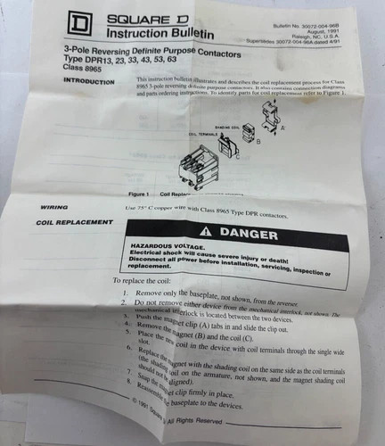 Square D Class 8965 Type DPR33V02 Reversing Contactor — product image 5 of 5