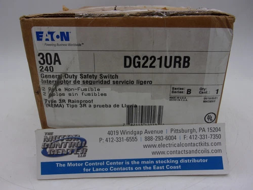 Eaton DG221URB General Duty Safety Switch 30A 240V 2P NEMA 3R — primary product image