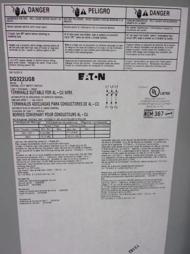 Eaton DG322UGB General Duty Safety Switch 60A 240V 3-Pole Non-Fusible NEMA 1 — product image 6 of 8
