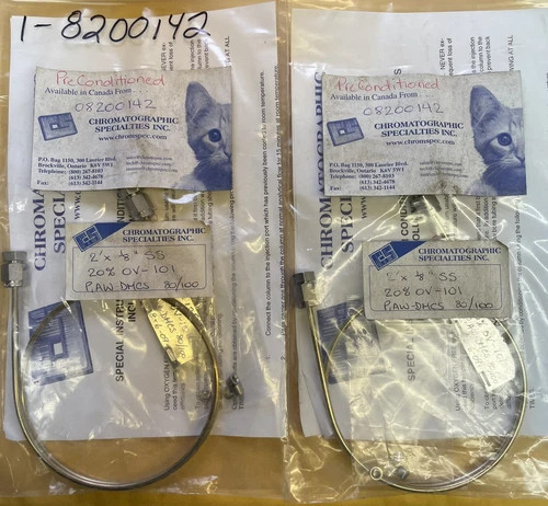 Chromatographic Specialties Packed GC Column, 2' x 1/8" SS, 20% OV-101 on P.AW-DMCS 80/100, Pre-Conditioned (Lot of 2)