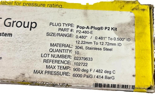Curtiss-Wright EST Group Pop-A-Plug P2 Tube Plugging System Kit P2-480-E (Box of 10) — product image 7 of 7
