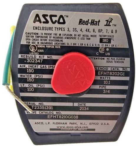 Asco EFHT8210G038 RedHat II Solenoid Valve 3/4" NPT 120VAC — primary product image