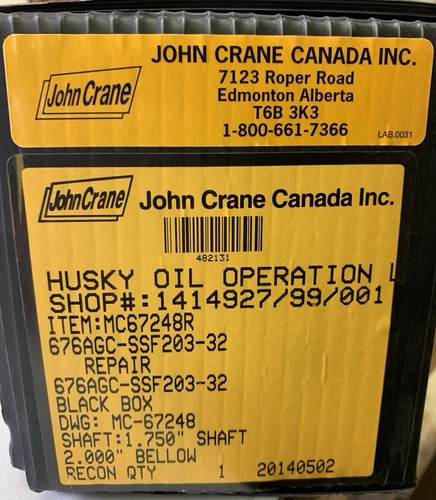 John Crane Type 676 Mechanical Metal Bellows Seal Kit 676AGC-SSF203-32 for 1.75" Shaft — primary product image