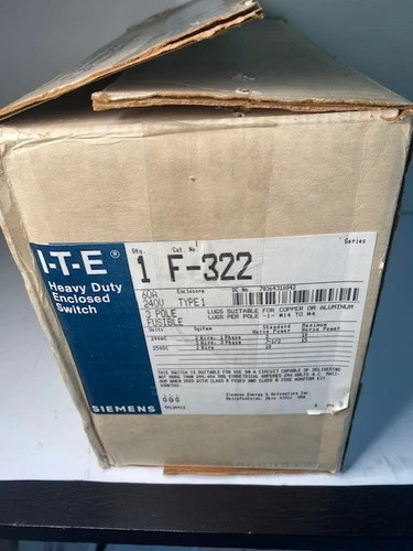 Siemens ITE F-322 Heavy Duty Enclosed Fused Disconnect Switch 60A 240V 3 Pole Type 1 — primary product image
