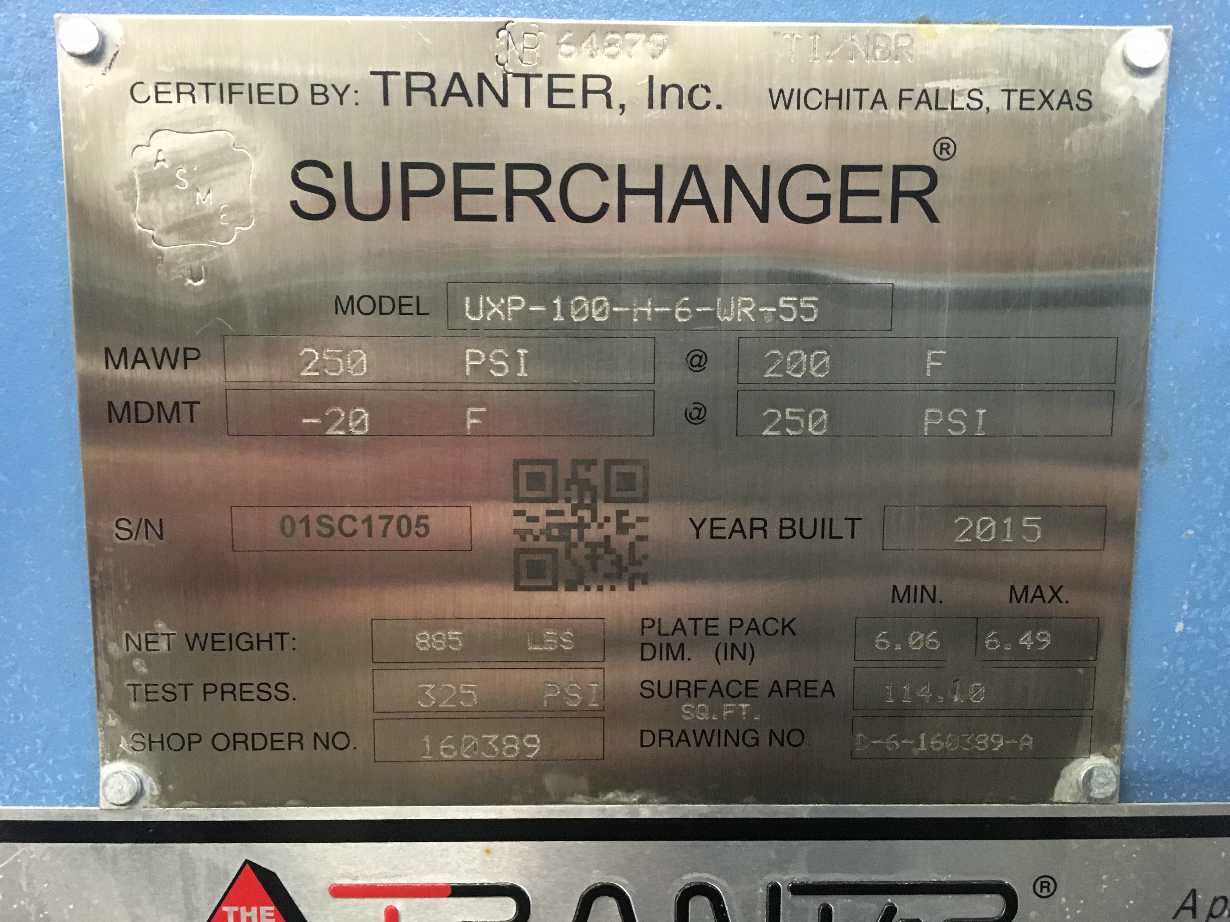 Tranter Superchanger Plate and Frame Heat Exchanger UXP-100-H-6-UR-55 — product image 4 of 4