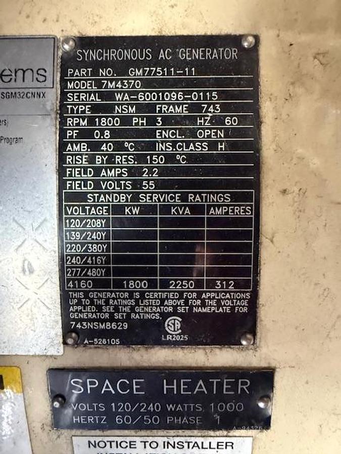 Kohler 1750kW Diesel Generator Set with MTU 12V4000 Engine - 8.75MW Paralleling Plant — product image 4 of 5