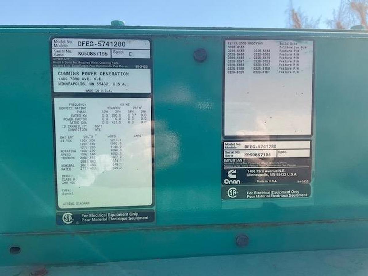 Cummins 300DQAF-2054 Diesel Generator Set — product image 10 of 10