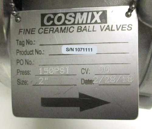 Fujikin Cosmix Fine Ceramic Ball Valve 2" 150 SST with Habonim CompAct Pneumatic Actuator C35 SR-2A2B — product image 9 of 9