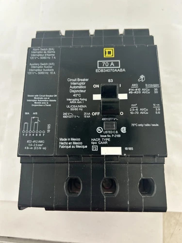 Square D EDB34070AABA 3-Pole 70A Bolt-On Circuit Breaker — primary product image
