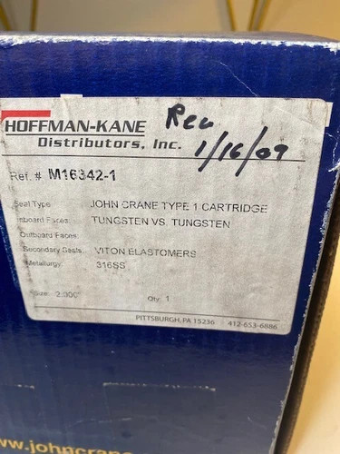 John Crane Type 1 Single Cartridge Mechanical Seal, 2.000" Shaft, 316SS — product image 2 of 3