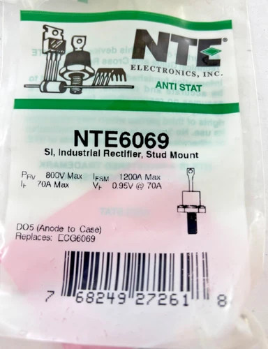 NTE Electronics NTE6069 Silicon Industrial Rectifier Stud Mount — primary product image