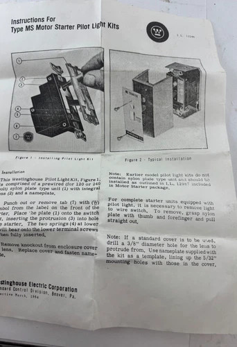 Westinghouse MSPT Pilot Light Kit 505C260G01 — product image 6 of 6