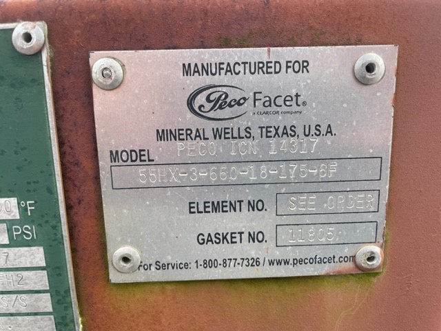 Peco Facet 55HX Horizontal Gas Coalescer Filter Housing — product image 5 of 12