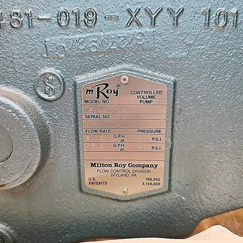 Milton Roy FR161-144 Controlled Volume Pump with Doerr 0.75 HP 1725 RPM Motor — product image 5 of 7