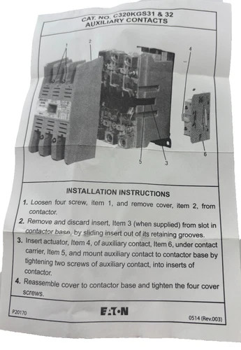 Eaton C320KGS31 Freedom Series A2 Base Auxiliary Contacts — product image 5 of 5
