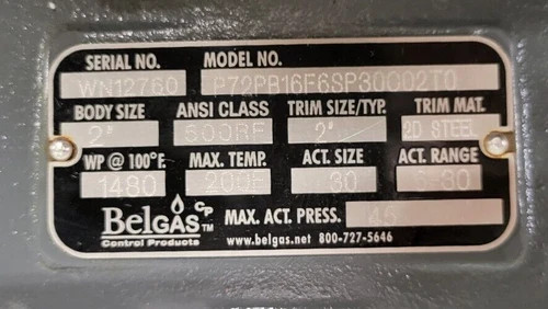 Belgas P712PB916F6SP300C2TO 2-Inch High Pressure Control Valve — product image 5 of 7