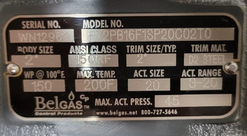 Belgas P7200 2" 150 RF High Pressure Control Valve — product image 5 of 8