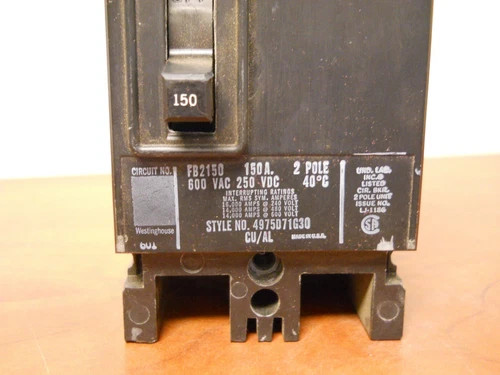 Westinghouse FB2150 150A 2-Pole 600V Molded Case Circuit Breaker — product image 2 of 5