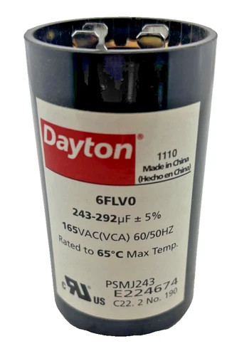Dayton 6FLV0 Motor Start Capacitor 243-292MFD 165VAC Round — product image 4 of 5