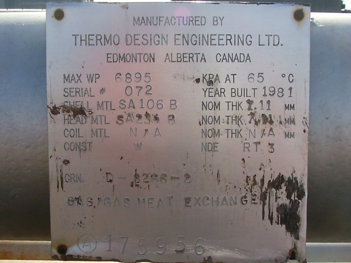 Thermo Design Engineering Shell and Tube Heat Exchanger, 378.89 ft², Serial 072 — product image 3 of 4
