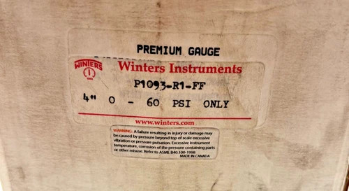 Winters Instruments P1093R1FF Liquid Filled Pressure Gauge 0-60 PSI 4" Dial — product image 6 of 6