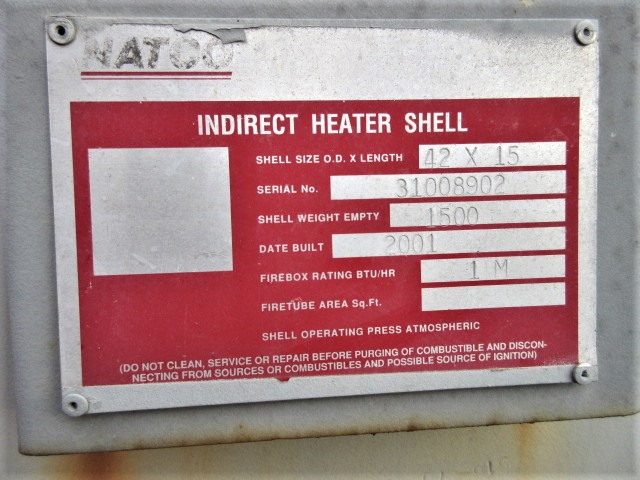 NATCO Indirect Fired Heater 42" x 15' 1MM BTU/hr — product image 5 of 12