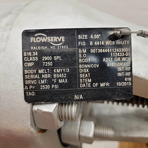 Flowserve Edward 4" Class 2900 Special Angle Blowdown Valve with V1-1S Gear Actuator — product image 7 of 19