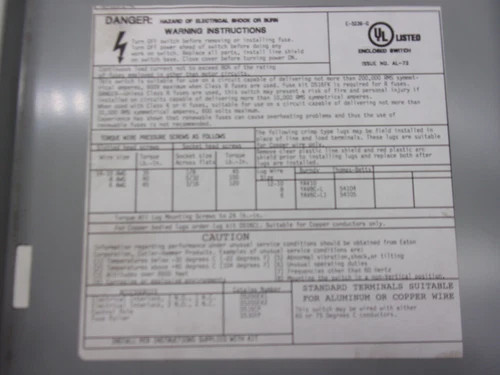 Cutler-Hammer DH361FGK Heavy Duty Safety Switch, 30A, 600V, 3-Pole, Fusible, NEMA 1 — product image 3 of 9