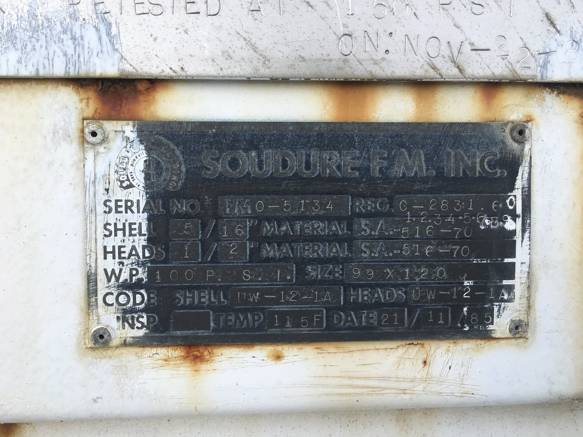Soudure F.M. Inc. Horizontal Pressure Vessel FMO 5134, 8' Diameter x 7' Length — product image 6 of 8